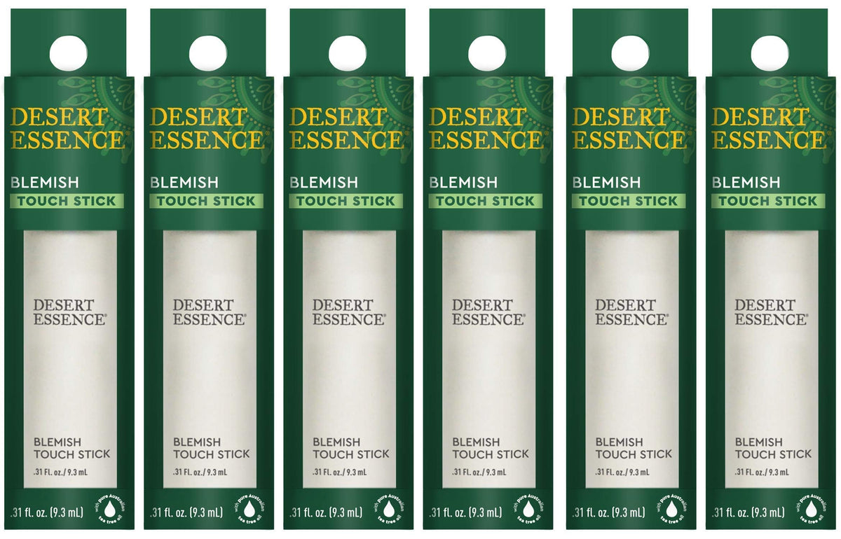 Desert Essence blemish touch stick pack-front, portable blemish care for travel-ready routines