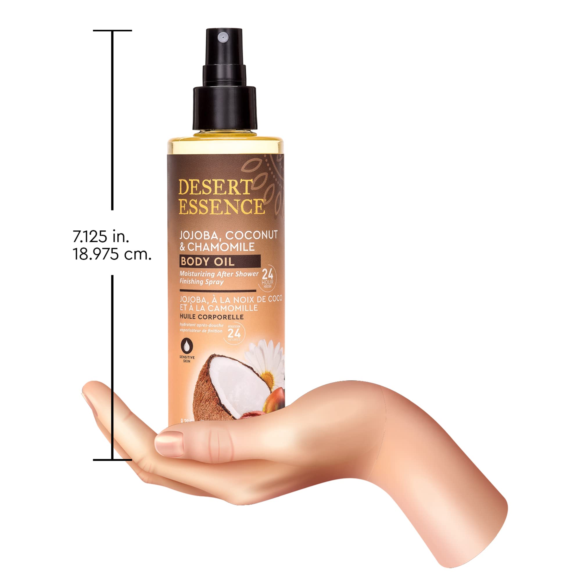 Desert Essence Body Oil Spray made-in-USA seal reinforces quality and responsible sourcing