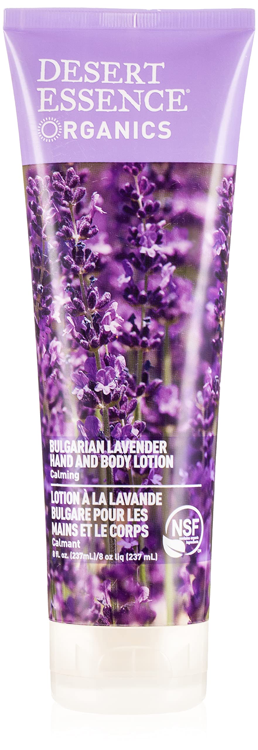 Desert Essence Bulgarian Lavender Hand and Body Lotion bottle with calming lavender aroma for relaxation
