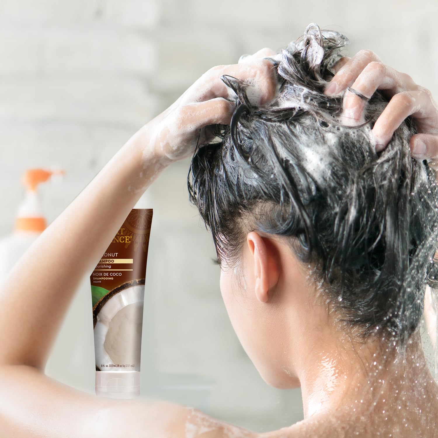 Desert Essence Coconut Shampoo after-use hair appears soft and manageable