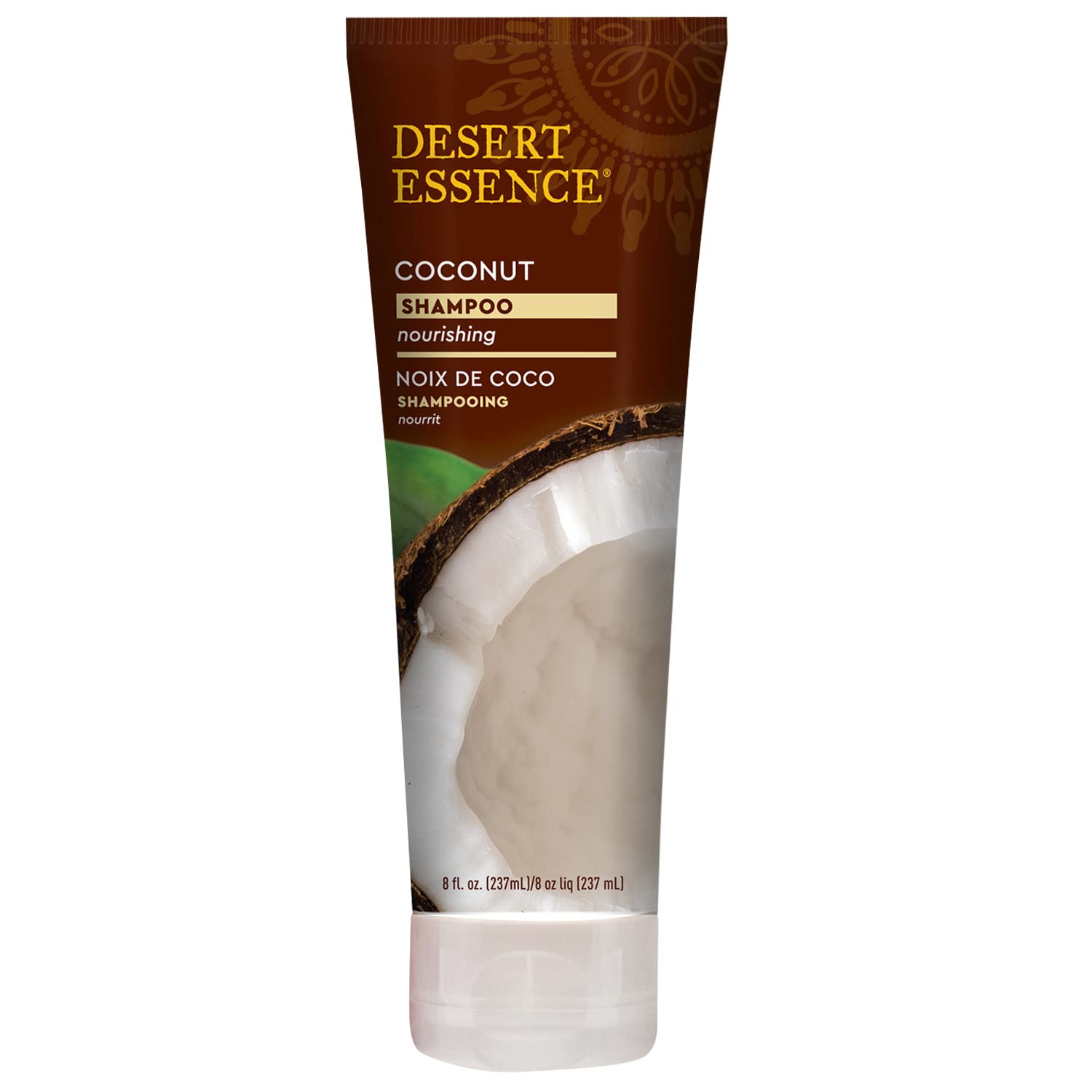 Desert Essence Coconut Shampoo label closeup highlights cruelty-free ingredients