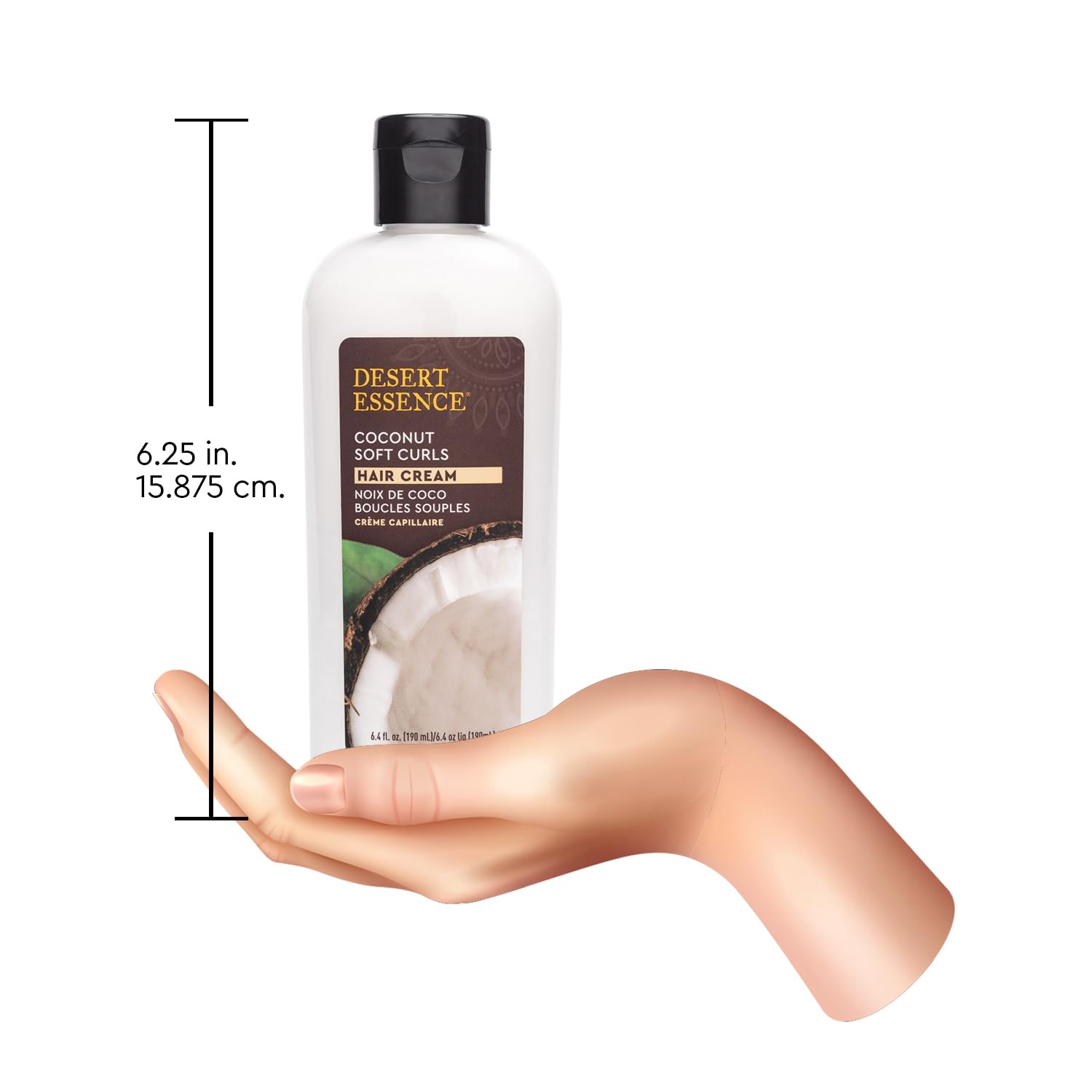 Desert Essence Coconut Soft Curls Hair Cream eco-friendly packaging reinforcing cruelty-free USA-made values.