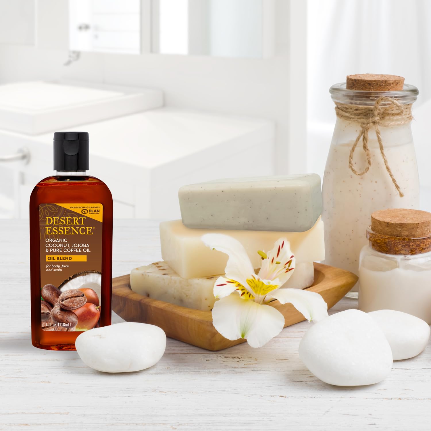 Desert Essence firm-skin texture close-up hints smoother skin over time.