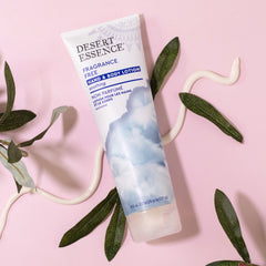 Lotion being applied to hand for even, fragrance-free coverage.