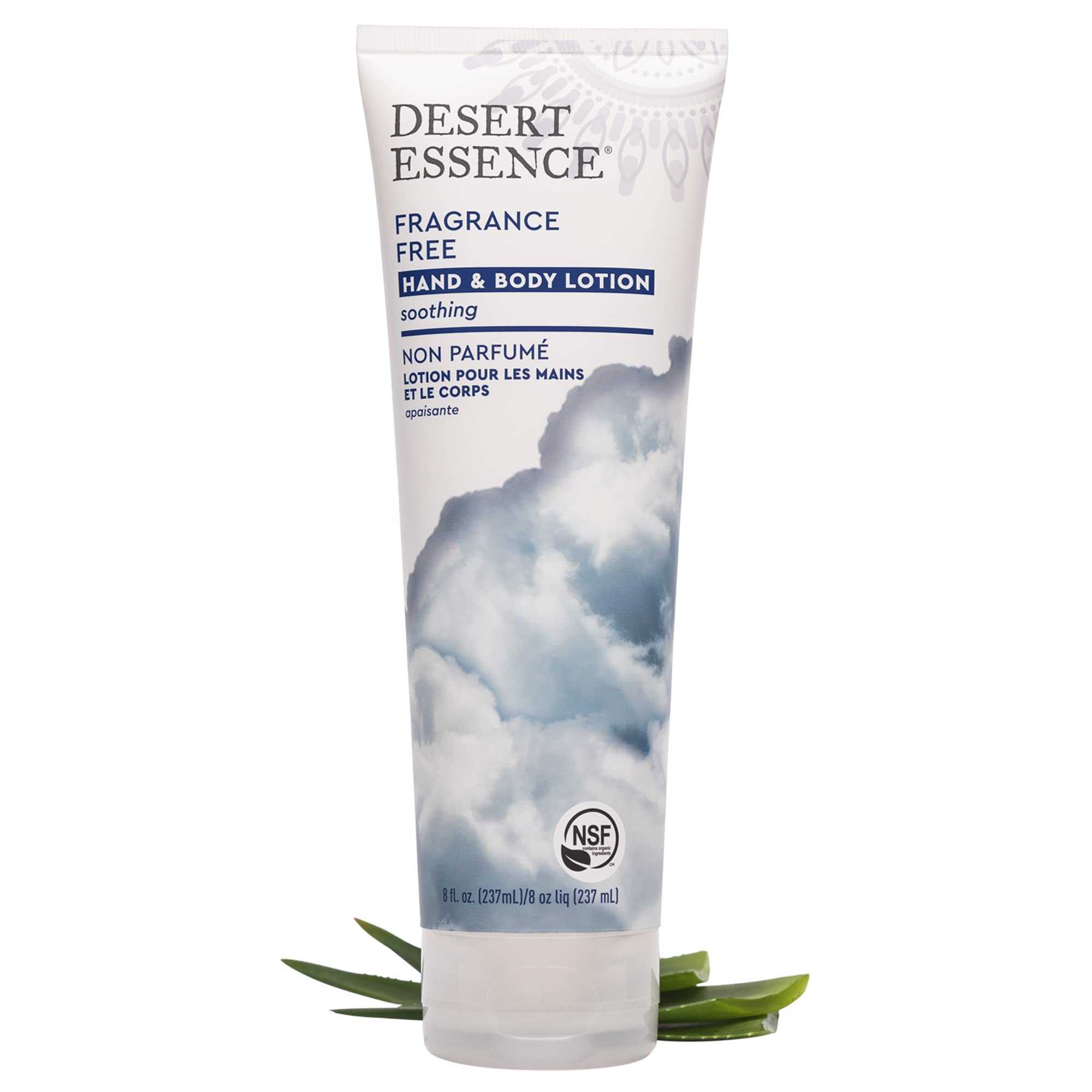 Organic aloe vera in Desert Essence fragrance-free lotion supports moisture balance.