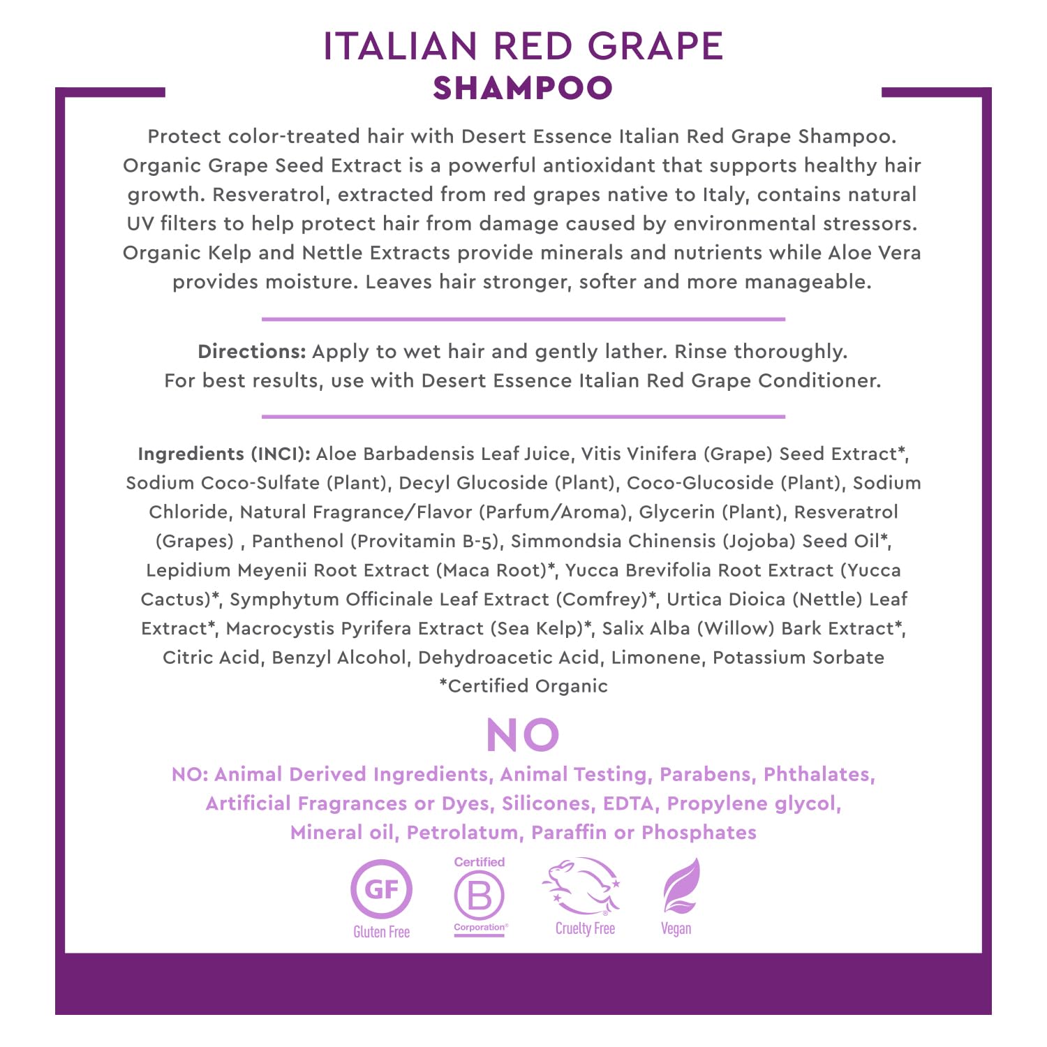 Color-treated hair shows healthy shine after using Desert Essence Italian Red Grape Shampoo