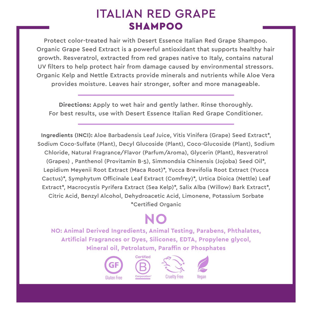 Color-treated hair shows healthy shine after using Desert Essence Italian Red Grape Shampoo