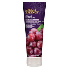 Desert Essence Italian Red Grape Shampoo label close-up highlighting antioxidants and UV protection