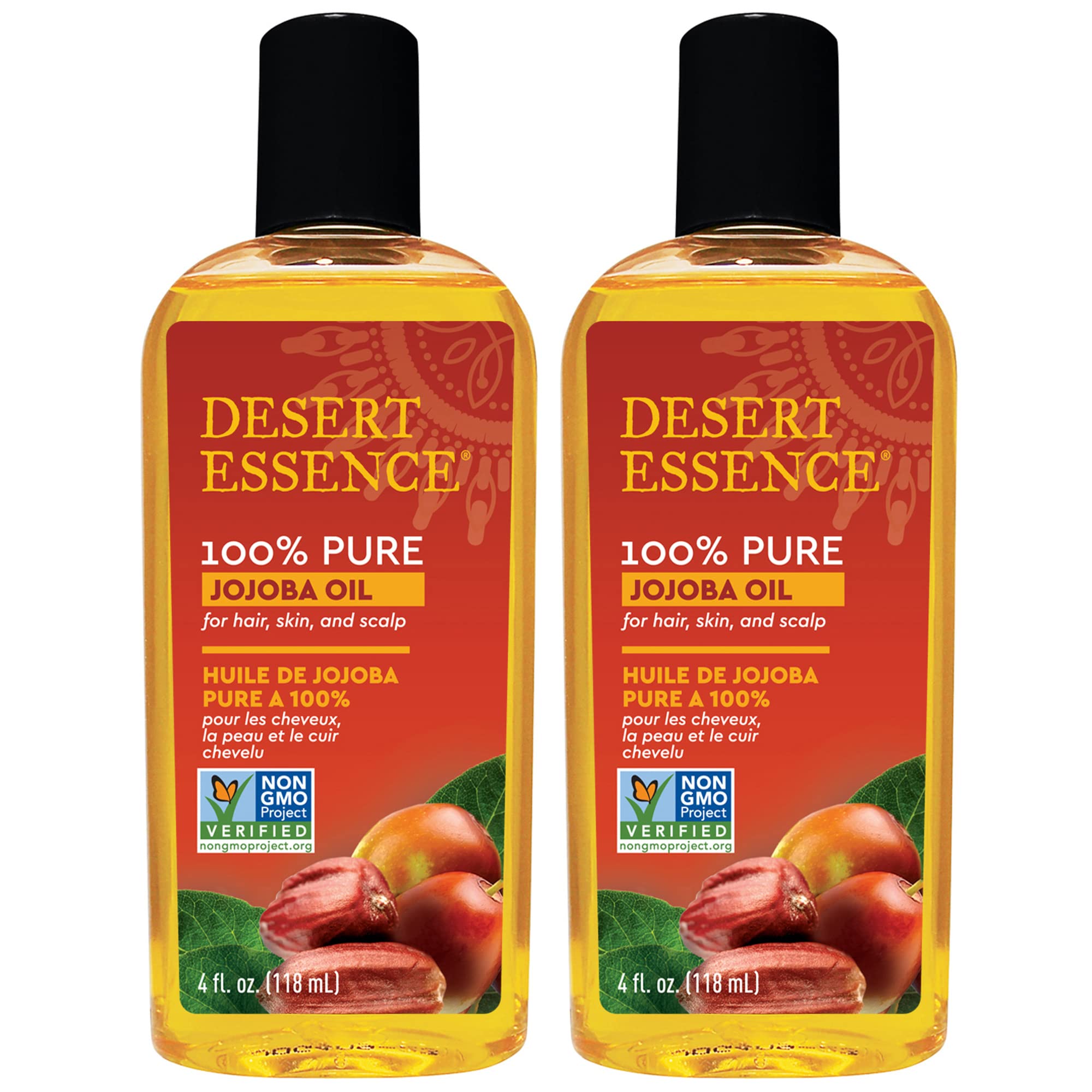 Desert Essence Jojoba Oil bottle 2-pack for versatile skin and hair care.