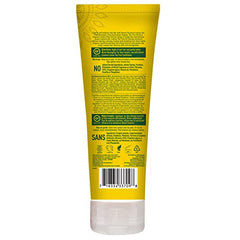 Desert Essence Lemon Tea Tree Shampoo label closeup emphasizes maca root and citrus notes.