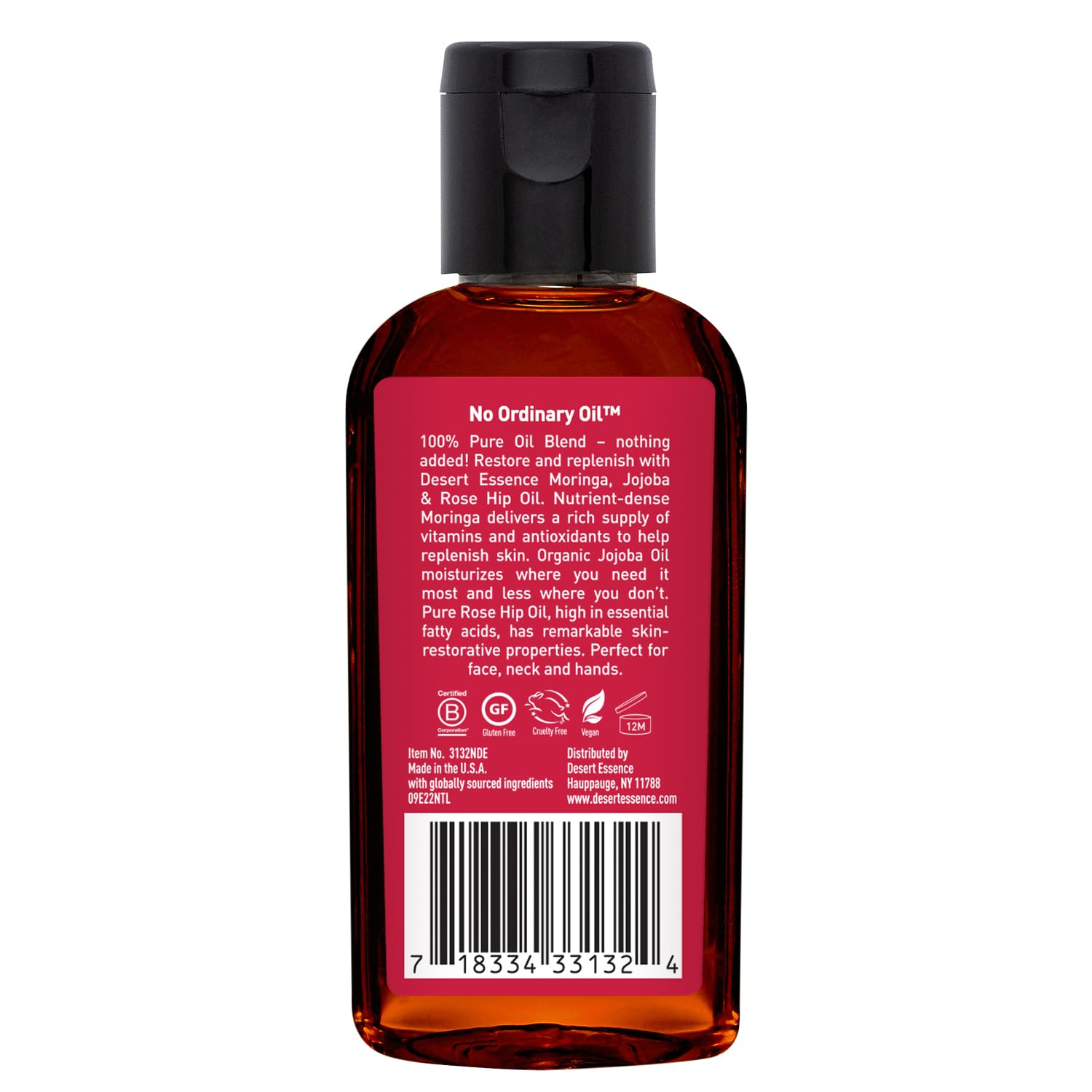 Desert Essence Moringa, Jojoba & Rose Hip Oil glow after use on skin