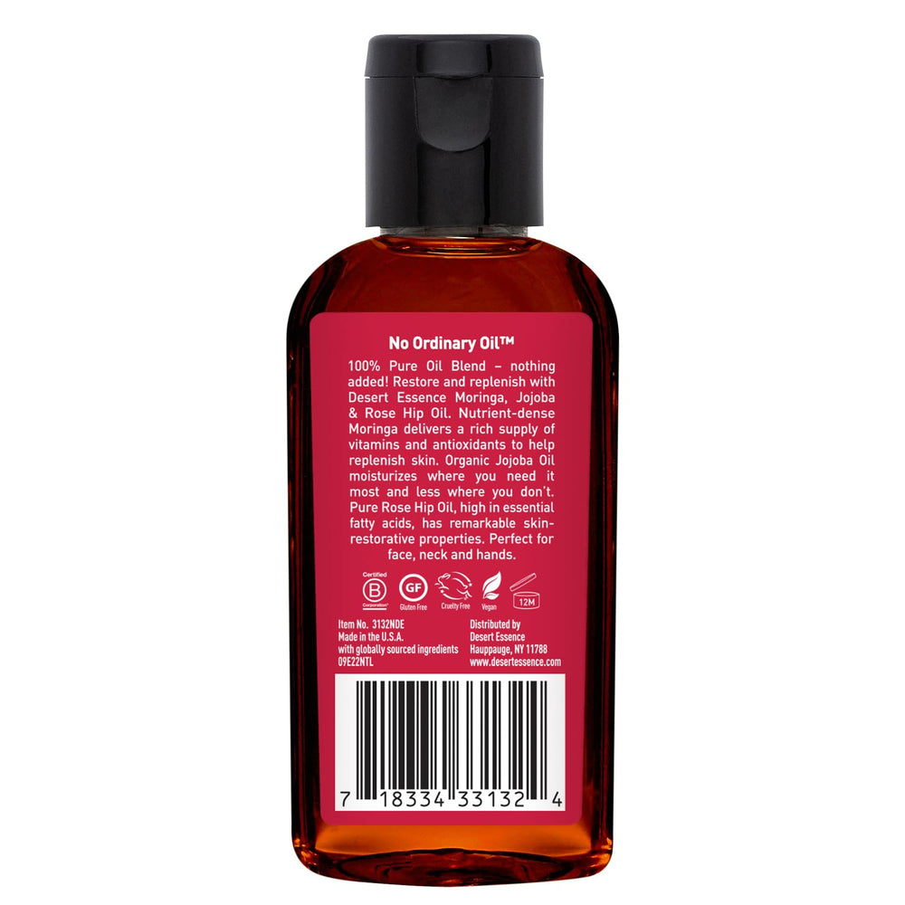 Desert Essence Moringa, Jojoba & Rose Hip Oil glow after use on skin