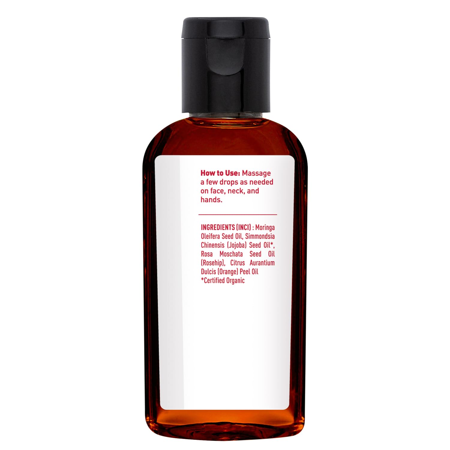 Desert Essence Moringa, Jojoba & Rose Hip Oil packaging showcases vegan, cruelty-free branding