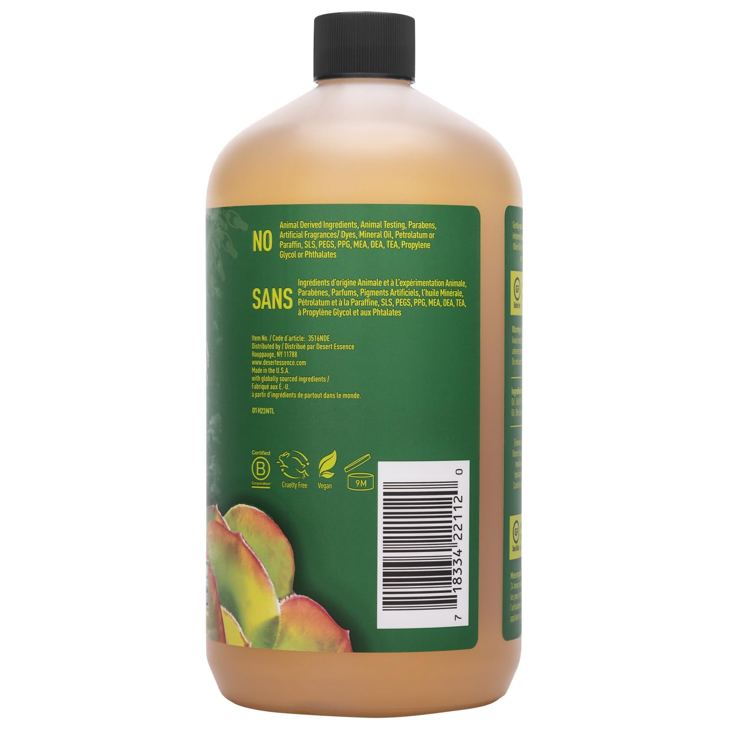 Desert Essence Castile soap leaves skin soft and balanced after use.