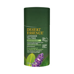 Desert Essence Tea Tree Deodorant Lavender stick close-up highlighting natural ingredients