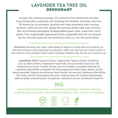 Desert Essence Tea Tree Deodorant Lavender bottle with tea tree oil emphasizing antiseptic qualities