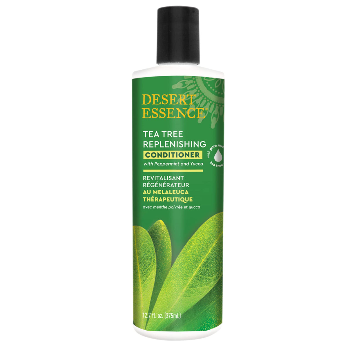 Desert Essence Tea Tree Eucalyptus Conditioner bottle for scalp hydration and refreshment