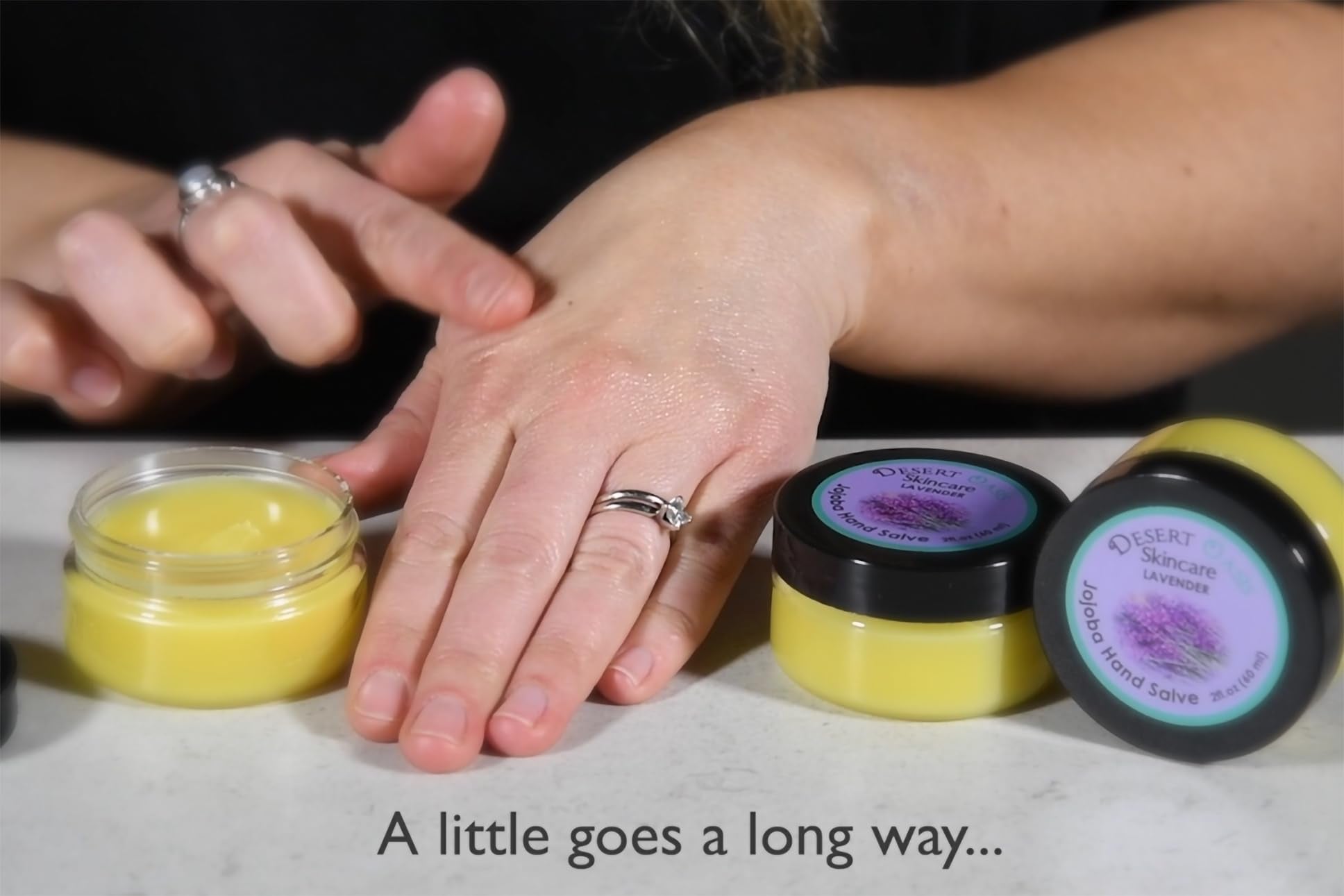 Desert Oasis Skincare lavender salve on table for bedtime routine