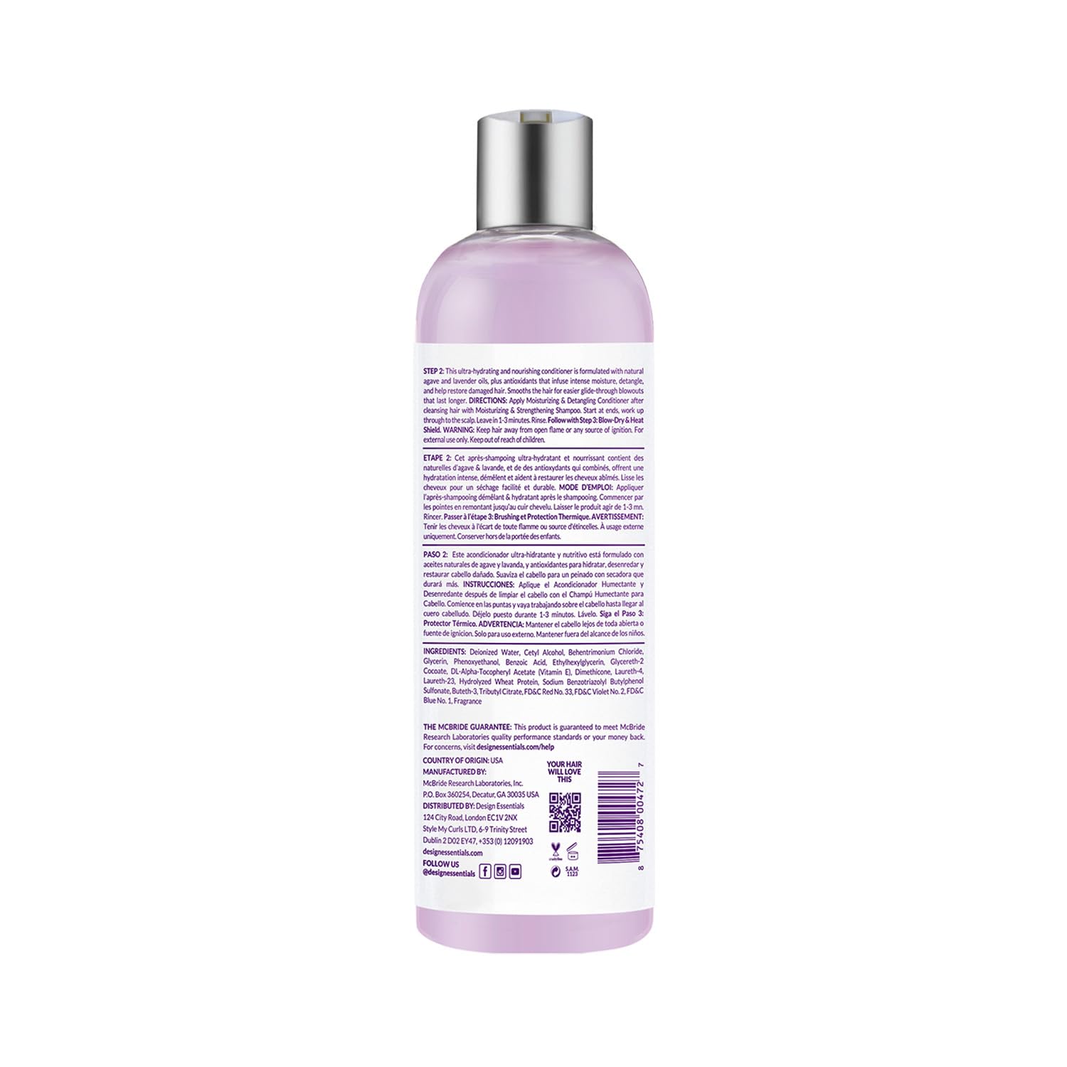 Design Essentials Agave & Lavender conditioner application hands demonstrates smooth glide.