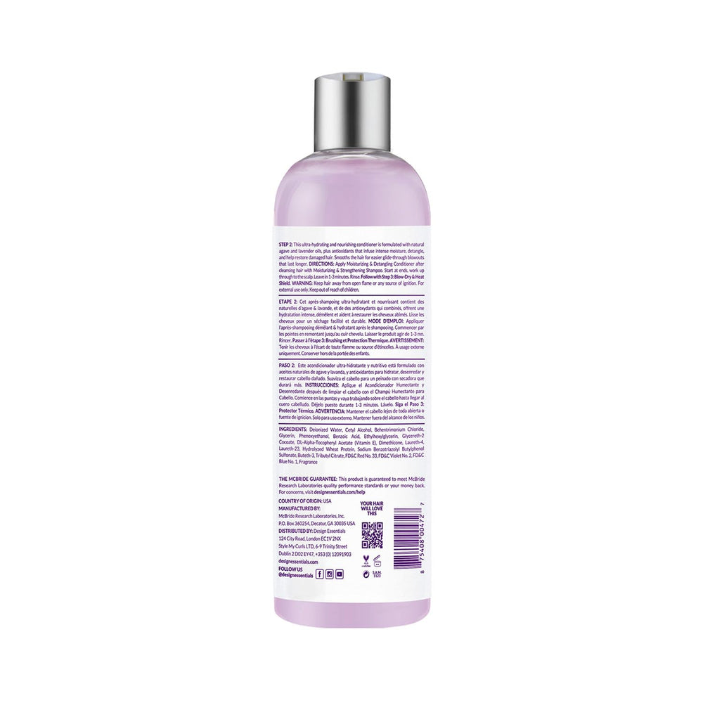 Design Essentials Agave & Lavender conditioner application hands demonstrates smooth glide.