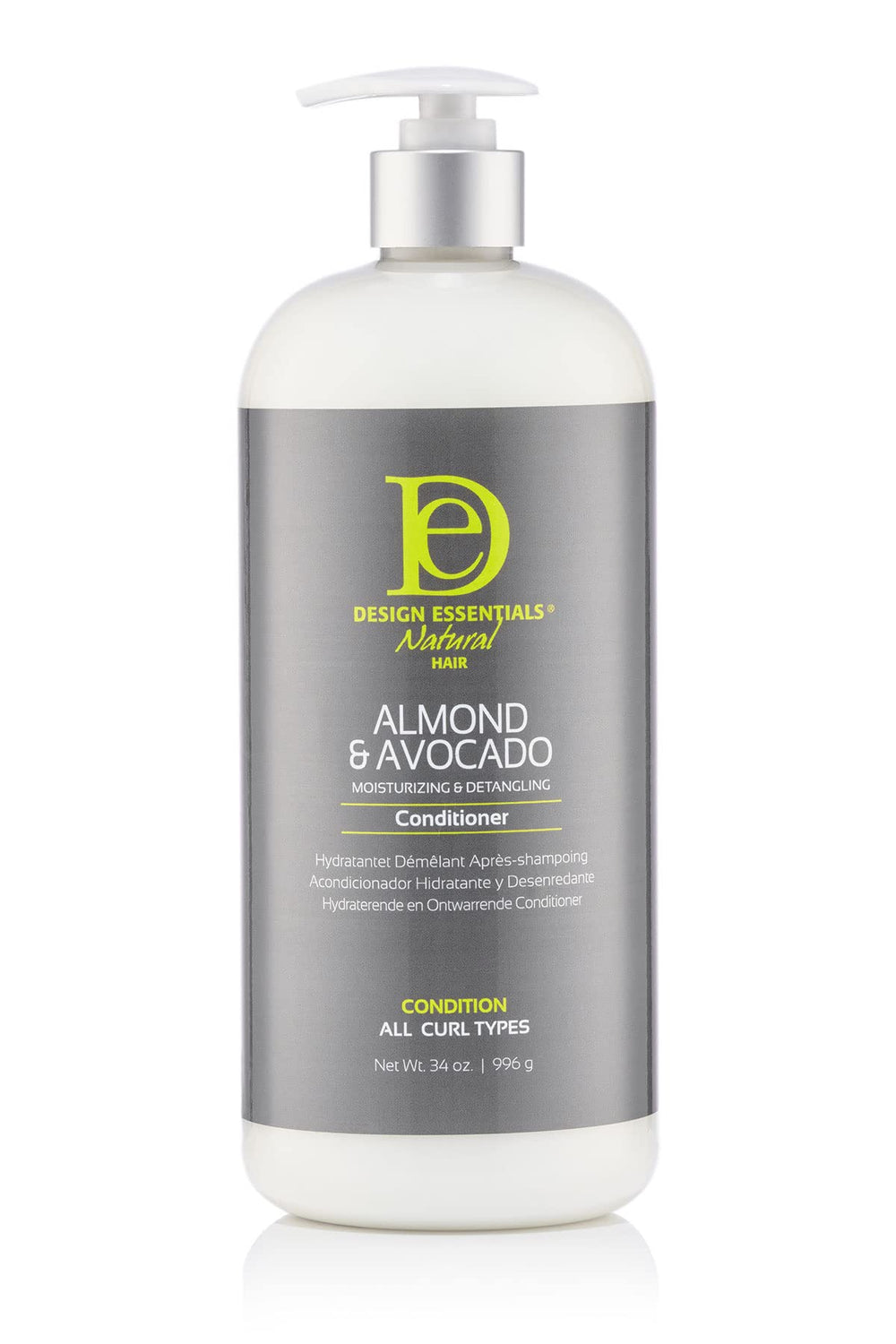 Design Essentials Almond Avocado Conditioner bottle for smooth detangling and moisture.