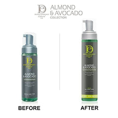 Design Essentials Curl Mousse applied to hands ready for styling and twist-set preparation.