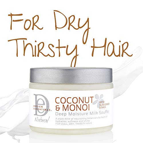 Design Essentials Deep Moisture Milk Souffle frizz-control and shine on styled curls.