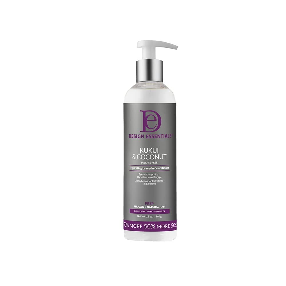 Design Essentials Kukui And Coconut hydrating leave-in bottle delivering sulfate-free moisture