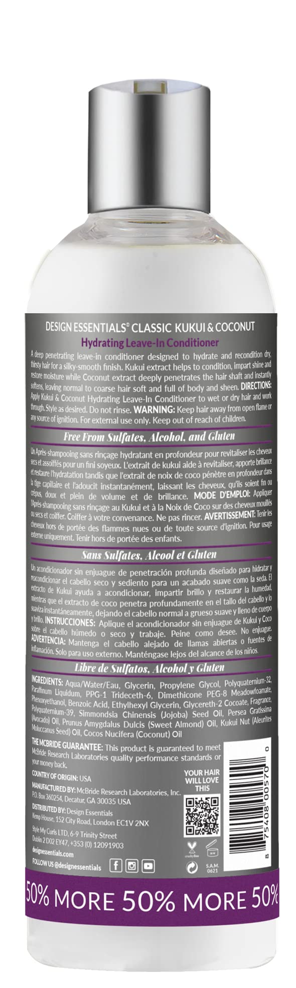 Design Essentials Kukui And Coconut leave-in application showing quick, manageable hydration