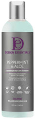 Design Essentials Peppermint and Aloe Therapeutics AntiItch Shampoo bottle provides cooling relief for itchy scalps.