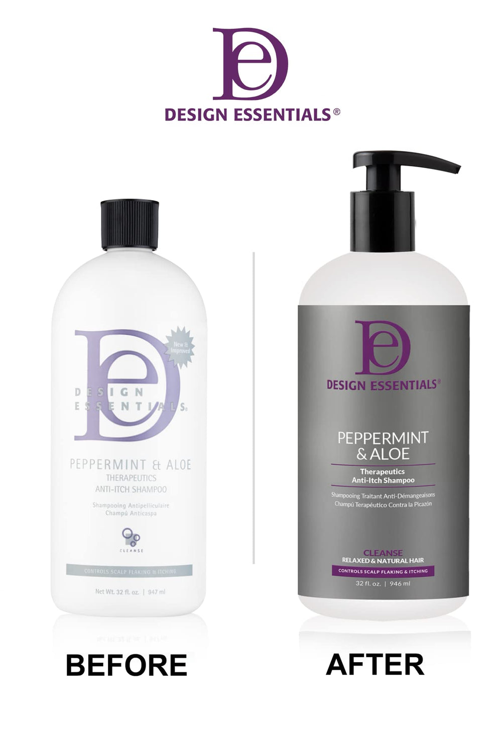 Design Essentials Peppermint Aloe Therapeutics lathering in hair offers gentle cleansing.