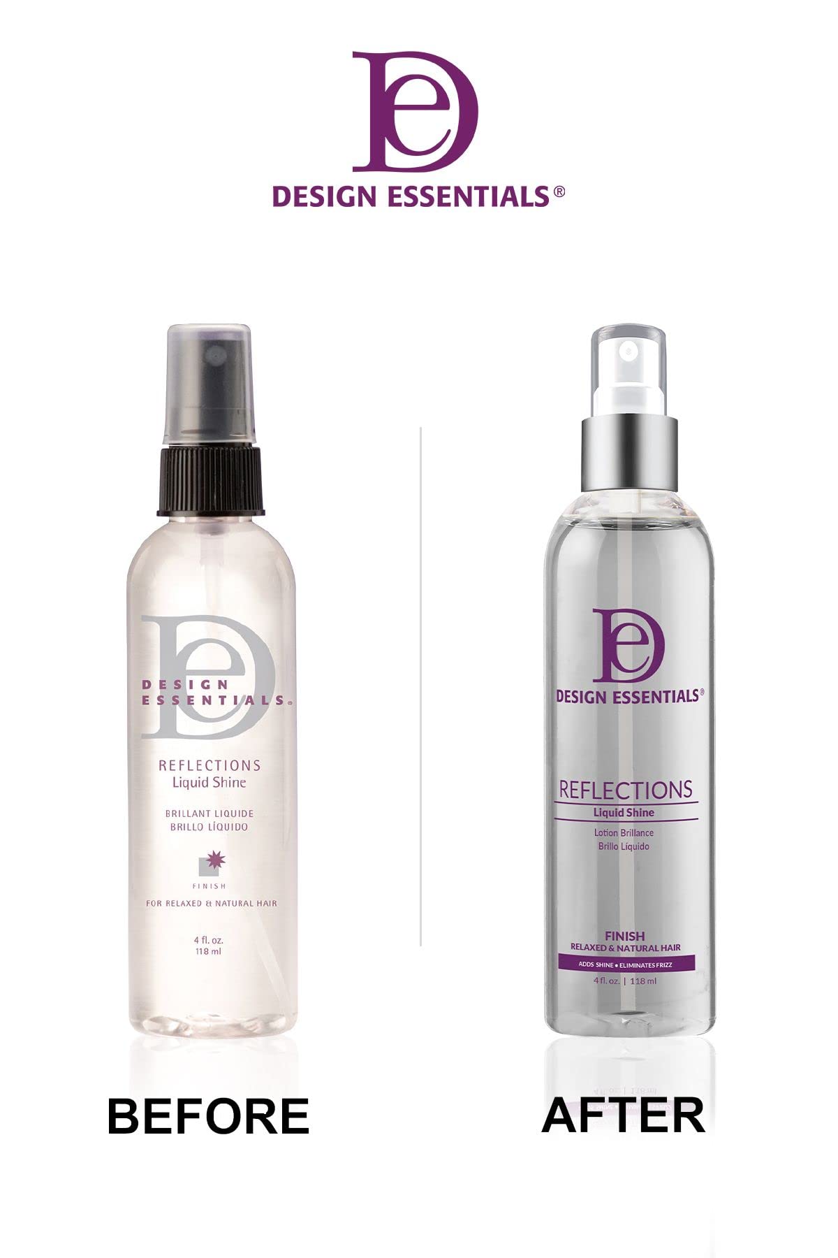 Design Essentials Reflections Liquid Shine closeup shows radiant, oil-free finish