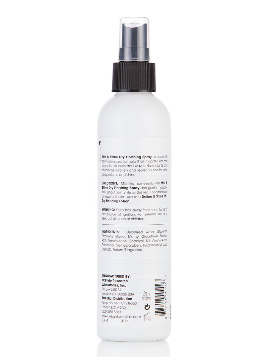 Design Essentials Wave By Design Mist sprayer shown delivering a balanced spray for frizz control and shine.