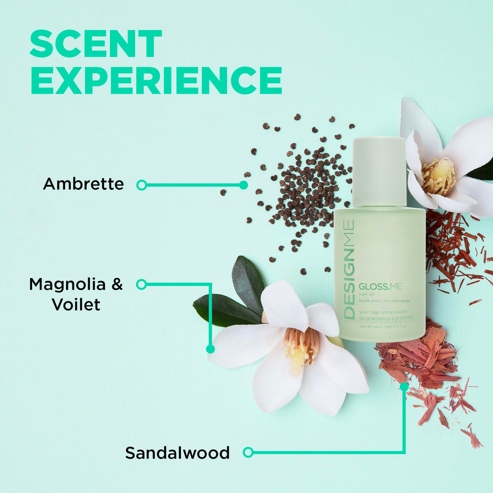 Design.Me GLOSS.ME apply-damp-hair shows even distribution for radiant shine.