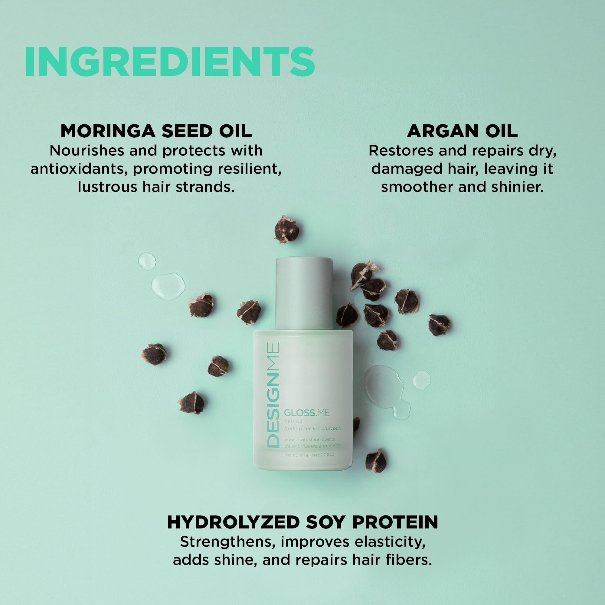 Design.Me GLOSS.ME frizz-smoothing demonstrates flyaway control without weighing hair down.
