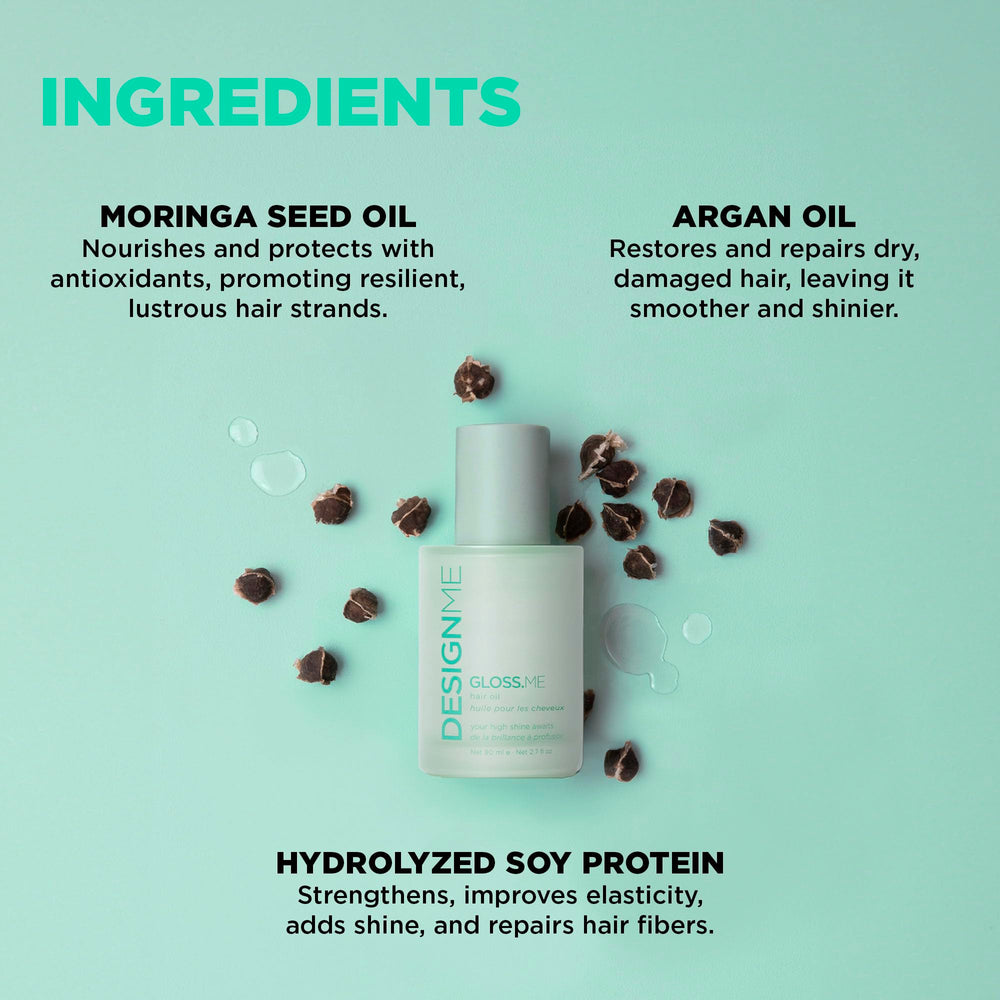 Design.Me GLOSS.ME frizz-smoothing demonstrates flyaway control without weighing hair down.