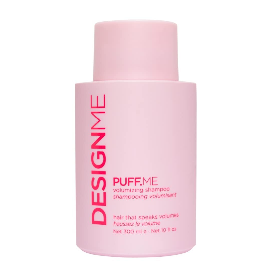 Design.Me Puff-Me shampoo bottle lift showing volumizing boost for flat hair