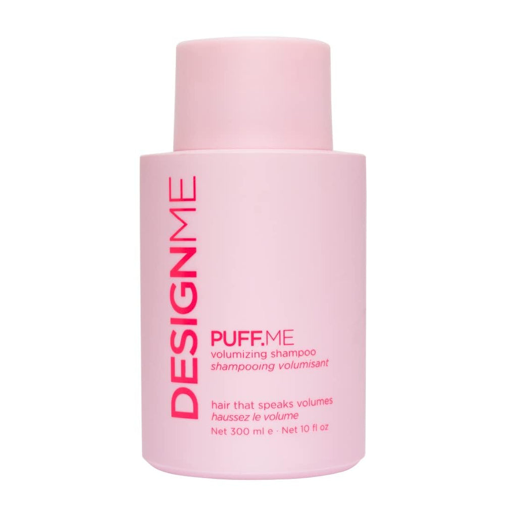 Design.Me Puff-Me shampoo bottle lift showing volumizing boost for flat hair
