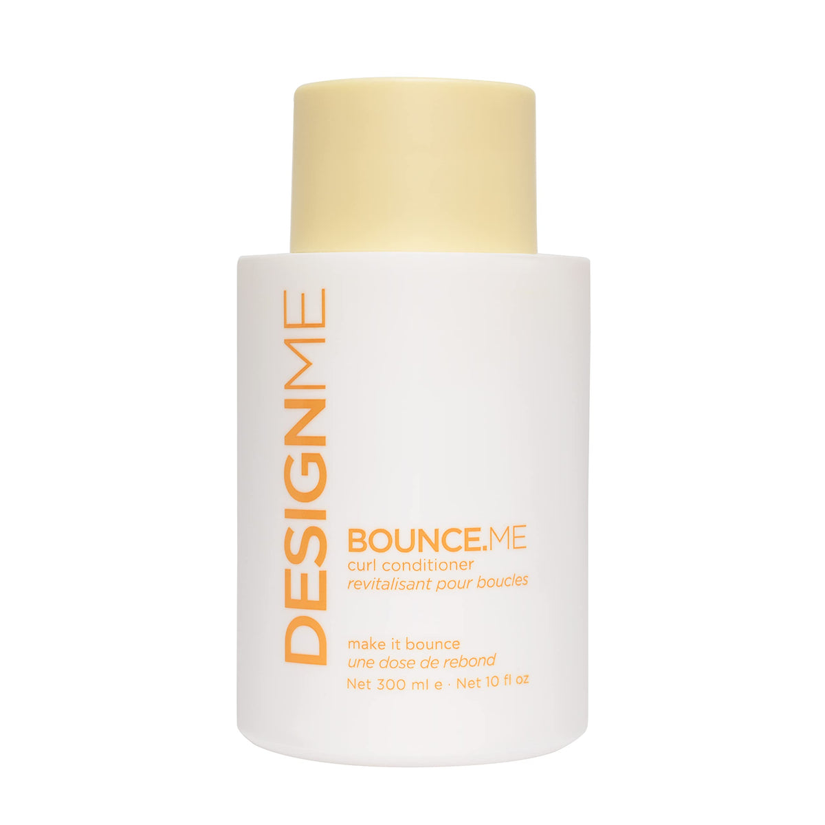 Design.Me BOUNCE.ME bottle shows creamy formula for defined, frizz-controlled curls.