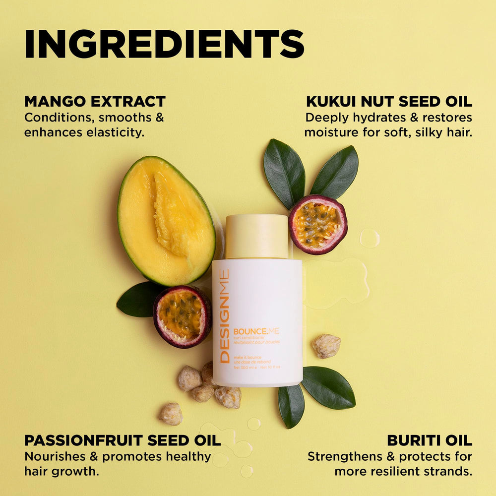 Design.Me BOUNCE.ME kukui oil ingredient emphasizes hydrating curls.