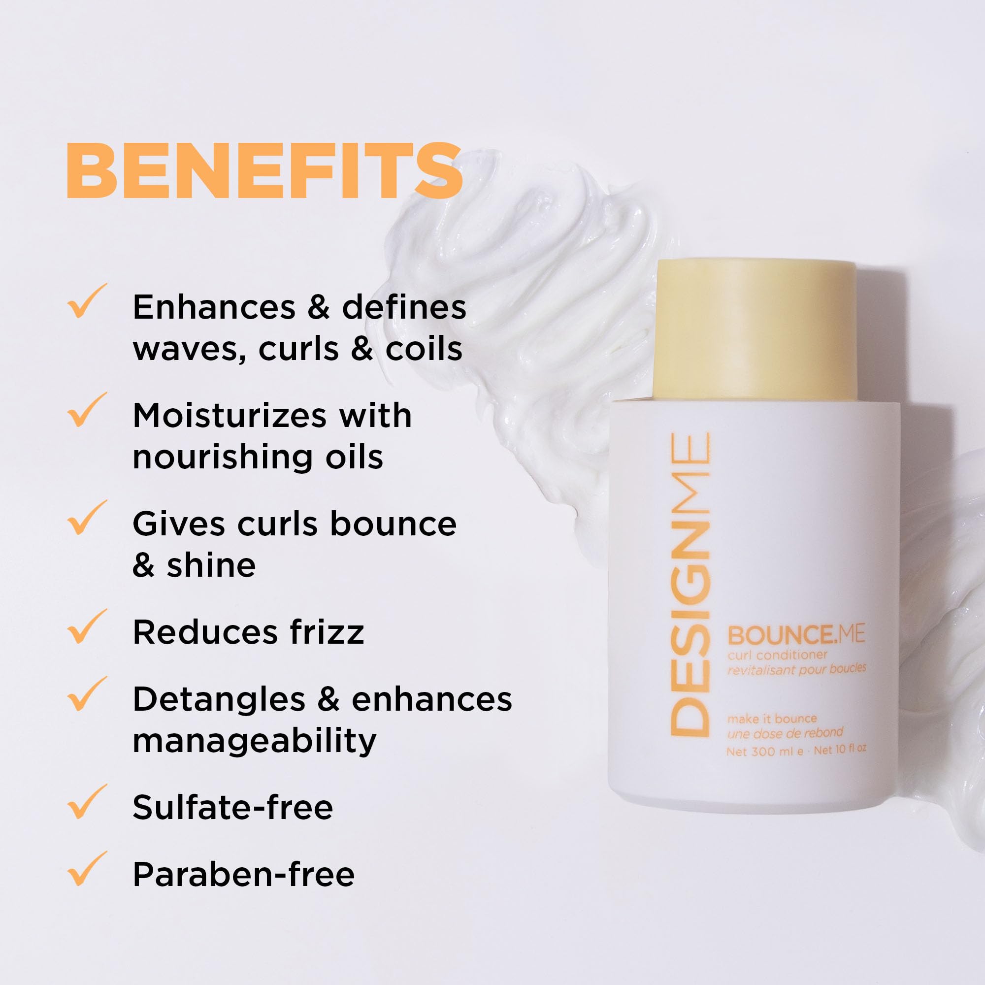 Design.Me BOUNCE.ME close-up highlights shine-boosting texture for glossy curls.
