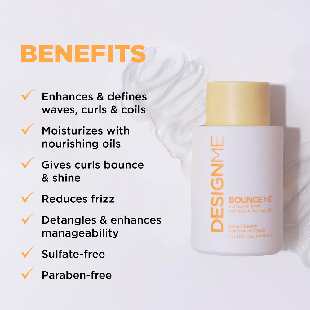 Design.Me BOUNCE.ME close-up highlights shine-boosting texture for glossy curls.