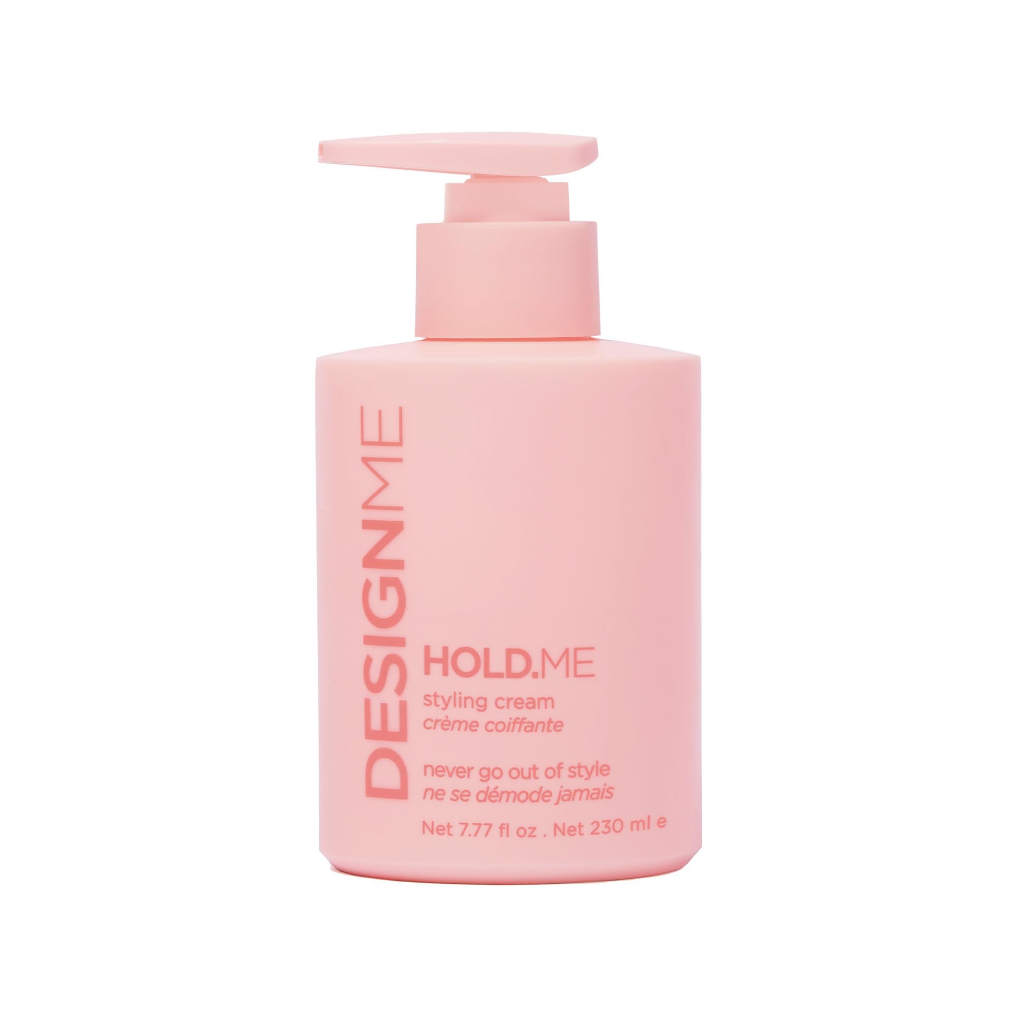 Design.Me HOLD.ME styling cream bottle for smooth, frizz-free blowouts.