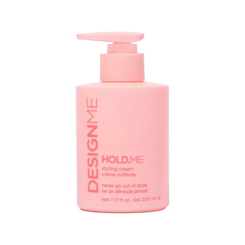 Design.Me HOLD.ME styling cream bottle for smooth, frizz-free blowouts.