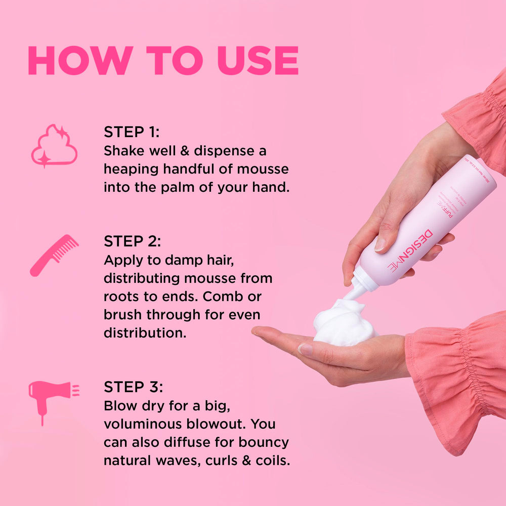 Design.Me PUFF.ME foam texture close-up reveals airy, flexible hold.
