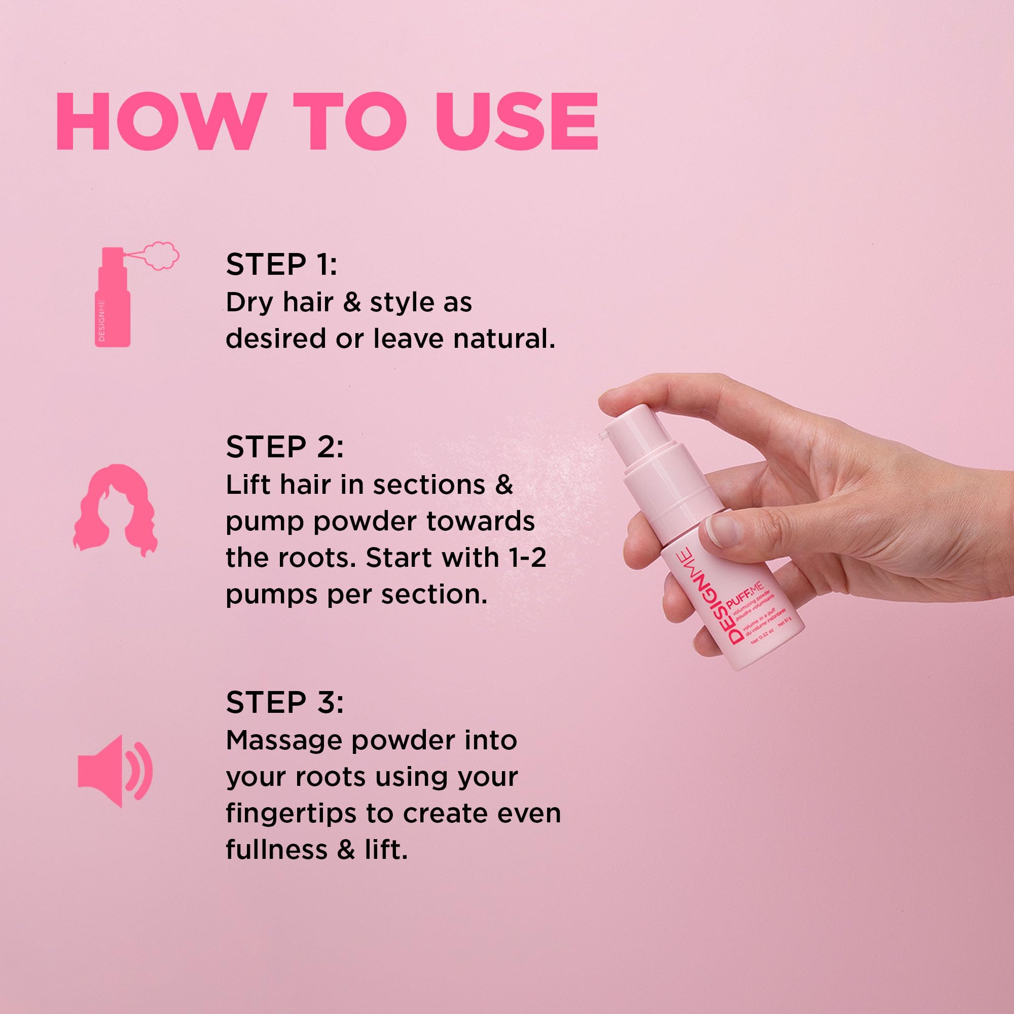 Design.Me Puff.ME hair-hold-performance preserves volume and shape all day