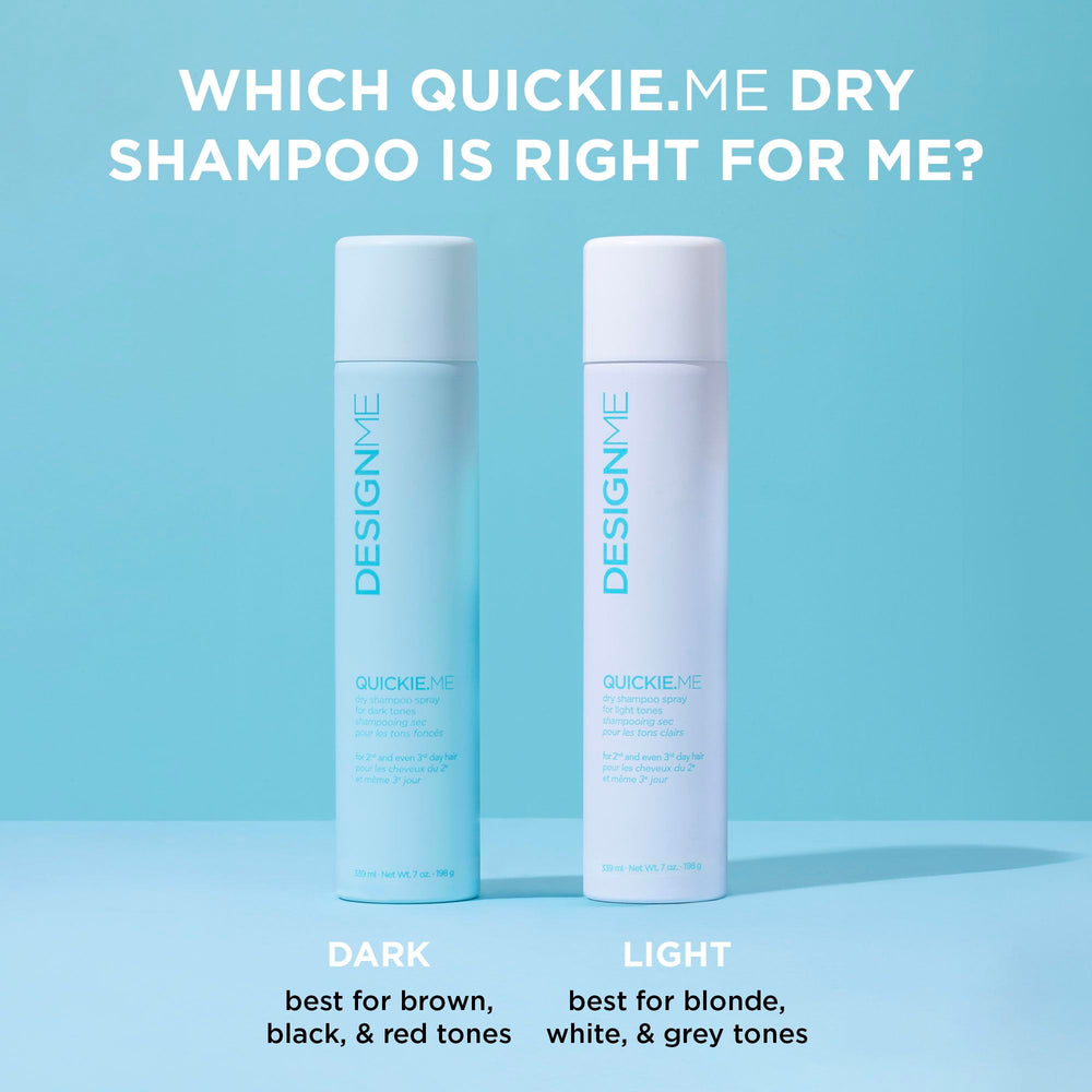 Design.Me QUICKIE.ME no-residue formula leaves invisible finish on blonde hair.