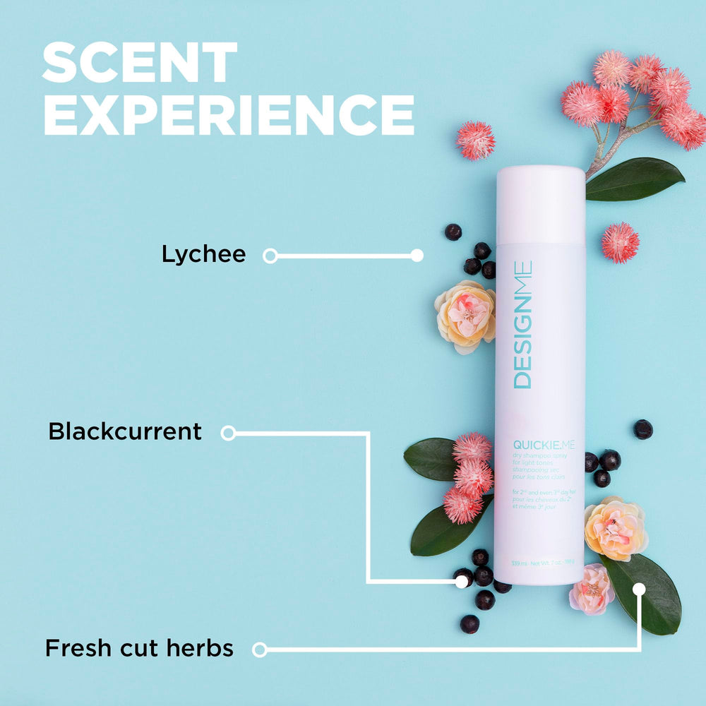 Design.Me QUICKIE.ME scent profile highlights a subtle fruity-herbal fragrance.