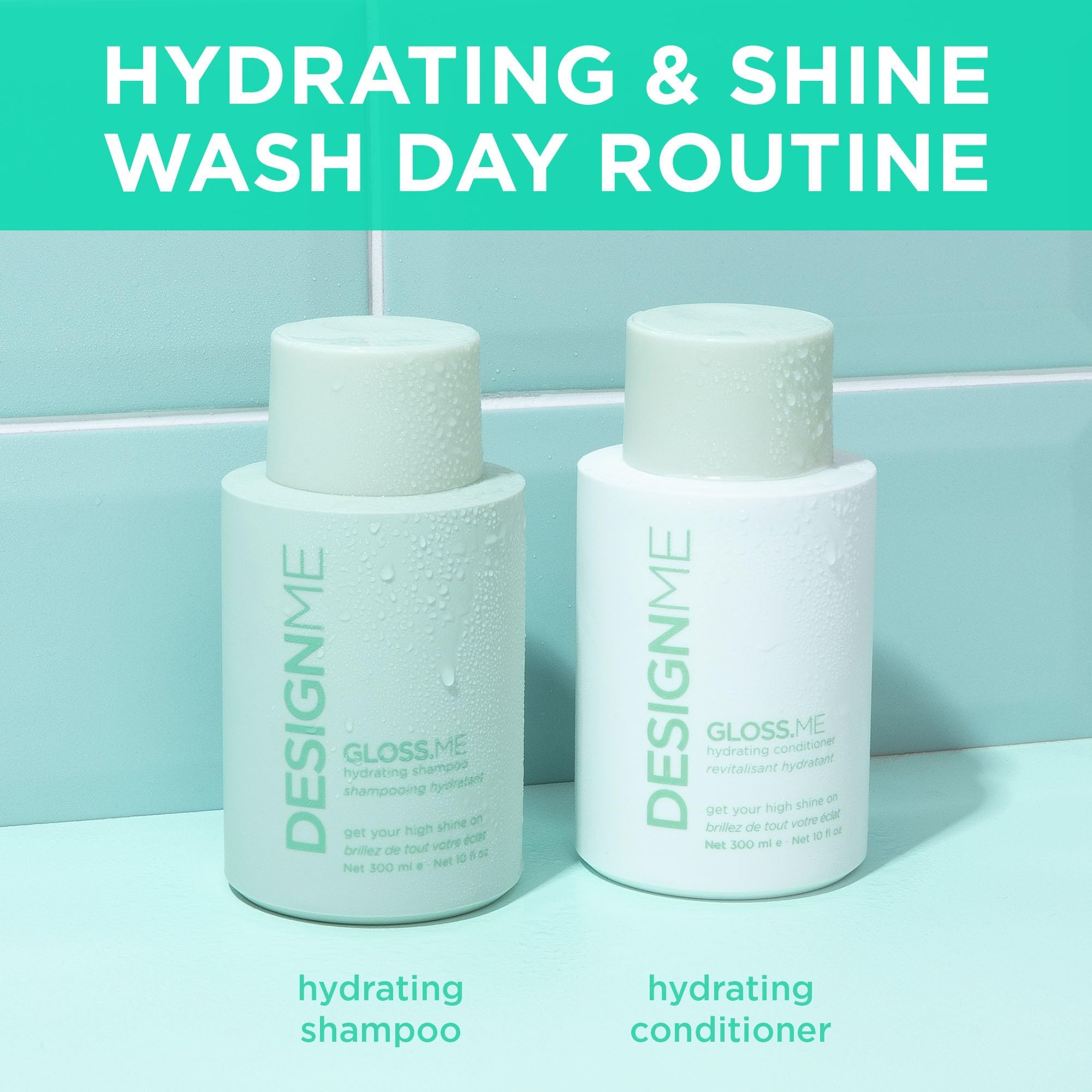 Design.Me GLOSS.ME Hydrating Conditioner on damp hair aids detangling.