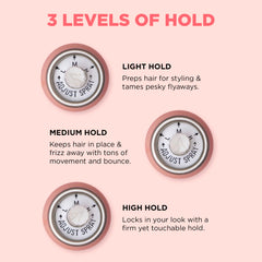 Design.Me HOLD.ME medium hold spray for flexible, long-lasting styling.